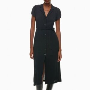 Wilfred Classic Black Button-Up Midi Dress